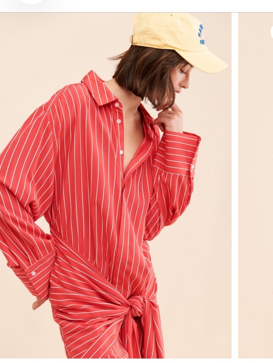Tops - Bardot Striped Tie-Front Button dress